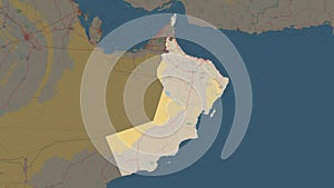 Oman highlighted. Topo German