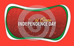 Oman. Independence day greeting card. Paper cut style.