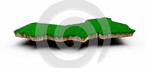Oman Map soil land geology cross section with green grass and Rock ground texture 3d illustration