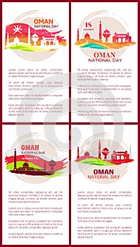 Oman National Day Posters Set Vector Illustration