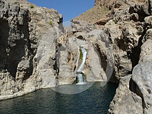 Oman oasis waterfall