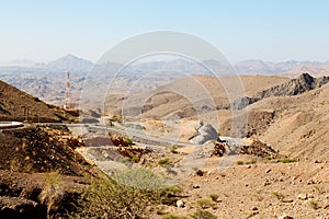 in oman the old mountain gorge and canyon the deep cloudy sky