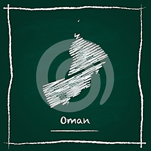 Oman outline vector map hand drawn with chalk on.