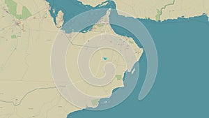 Oman outlined. Topo Humanitarian