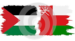 Oman and Palestine grunge flags connection vector