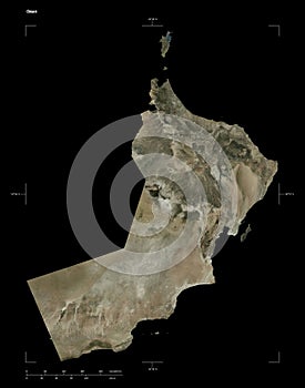 Oman shape on black. High-res satellite