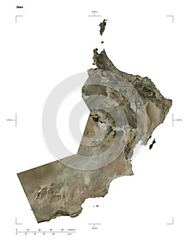 Oman shape on white. High-res satellite