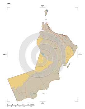 Oman shape on white. Topo standard