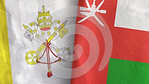Oman and Vatican two flags textile cloth 3D rendering