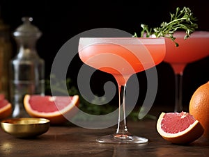 OmbrÃ© grapefruit cocktail served with elegance photo