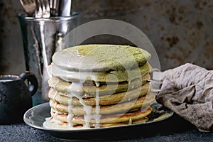 Ombre matcha pancakes