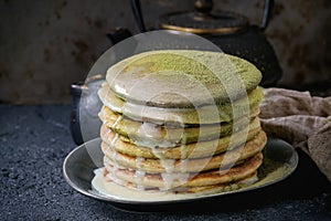 Ombre matcha pancakes