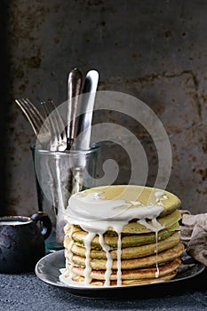 Ombre matcha pancakes