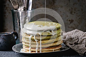 Ombre matcha pancakes