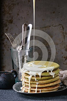 Ombre matcha pancakes