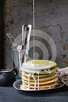 Ombre matcha pancakes