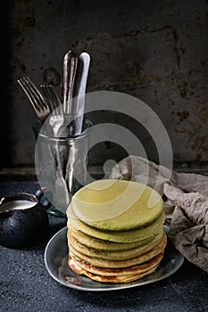 Ombre matcha pancakes