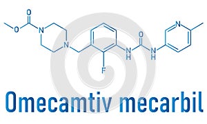 Omecamtiv mecarbil heart failure drug molecule. Skeletal formula.