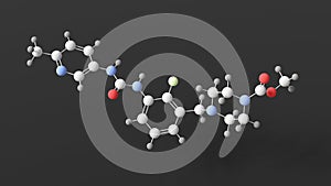 omecamtiv mecarbil molecule, molecular structure, cardiac-specific myosin activator, ball and stick 3d model, structural chemical