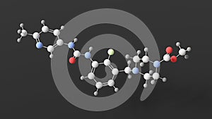 omecamtiv mecarbil molecule, molecular structure, cardiac-specific myosin activator, ball and stick 3d model, structural chemical photo