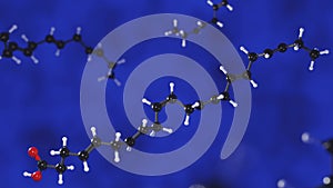 Omega 3 Fatty Acid Docosahexanoic Acid (DHA) Chemical Molecular Structure 3d Render