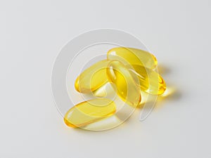 Omega 3 fish oil capsules isolated on white