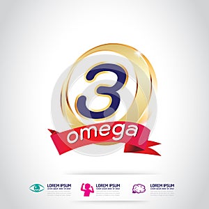 Omega Calcium and Vitamin for Kids Concept Logo Gold Kids photo