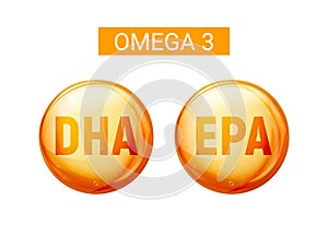 Omega 3 fatty acid dha epa capsule. Fish oil gold capsule photo