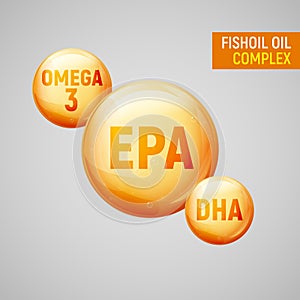 Omega 3 fatty acid dha epa capsule. Fish oil gold capsule photo