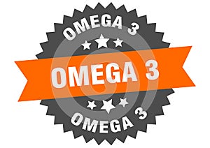 omega 3 sign. omega 3 round isolated ribbon label. photo