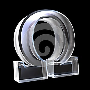 Omega symbol in glass (3d)