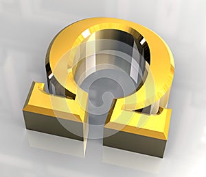 Omega symbol in gold (3d)