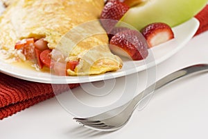 Omelet with Cheese Red Peppers and Tomatoes