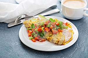 Omelet with ham and avocado