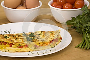 Omelet with ingredients