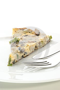 Omelet with mushroom and spring onion