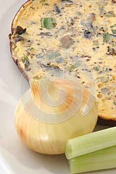 Omelet with mushroom and spring onion