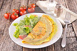 Omelet and salad