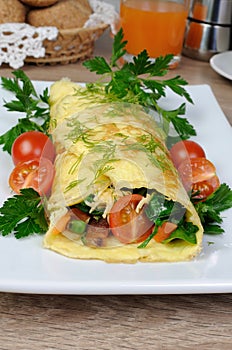 Omelet stuffed vegetables