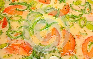 Omelet with tomato and leek