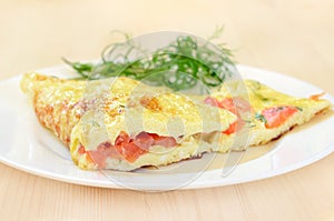 Omelet with tomatoes and herbs