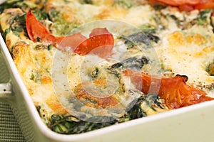 Omelet with vegetables and cheese. Frittata