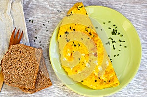 Omelette from organic free range eggs
