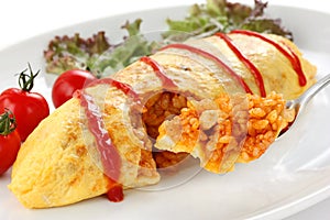 Omelette rice,omurice, japanese food photo