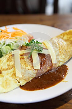 Omelette rice,omurice, japanese food