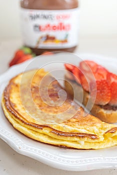 Omelette for strawberry toast for breakfast