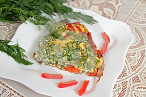 Omelette with sweet pepper and a dill