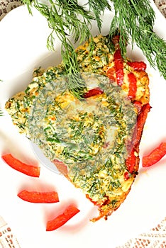 Omelette with sweet pepper and a dill