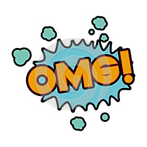 Omg comic words in speech bubble isolated icon