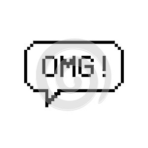 OMG pixel art lettering typography in speech bubble